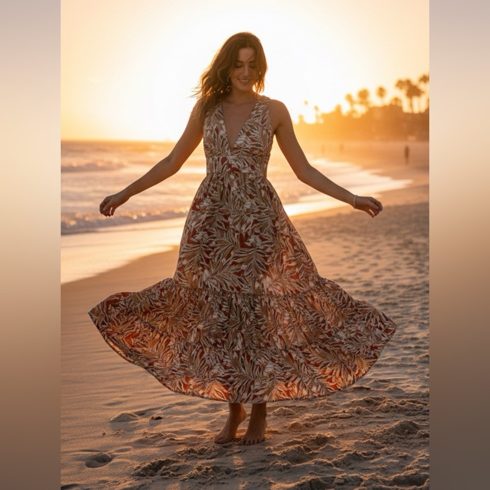House of Harlow 1960 Leaf Print Maxi Dress